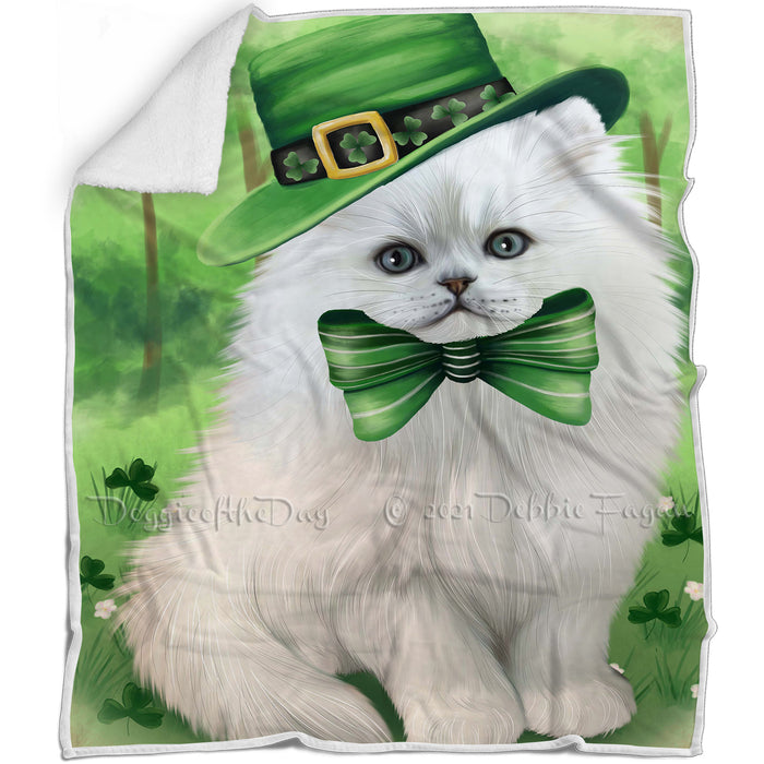 St. Patricks Day Irish Portrait Persian Cat Blanket BLNKT58548