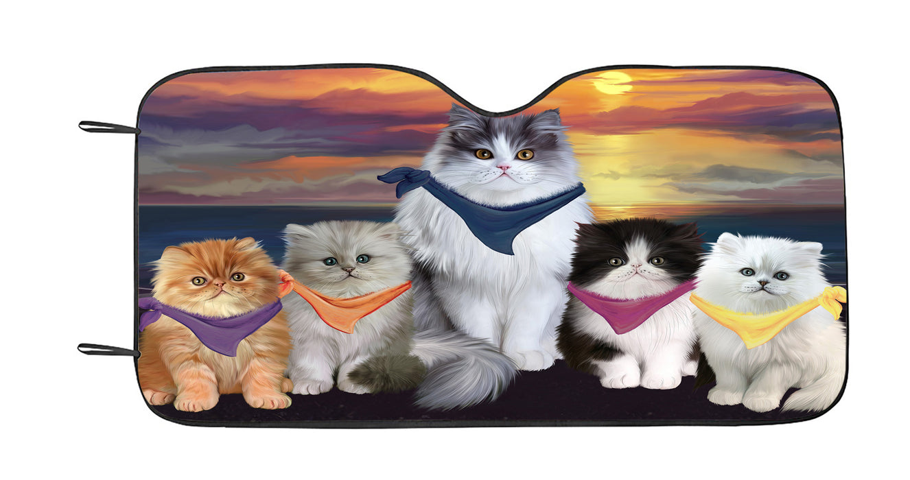 Family Sunset Portrait Persian Cats Car Sun Shade