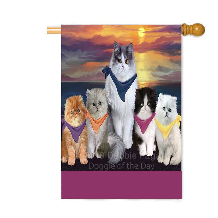 Personalized Family Sunset Portrait Persian Cats Custom House Flag FLG-DOTD-A60673