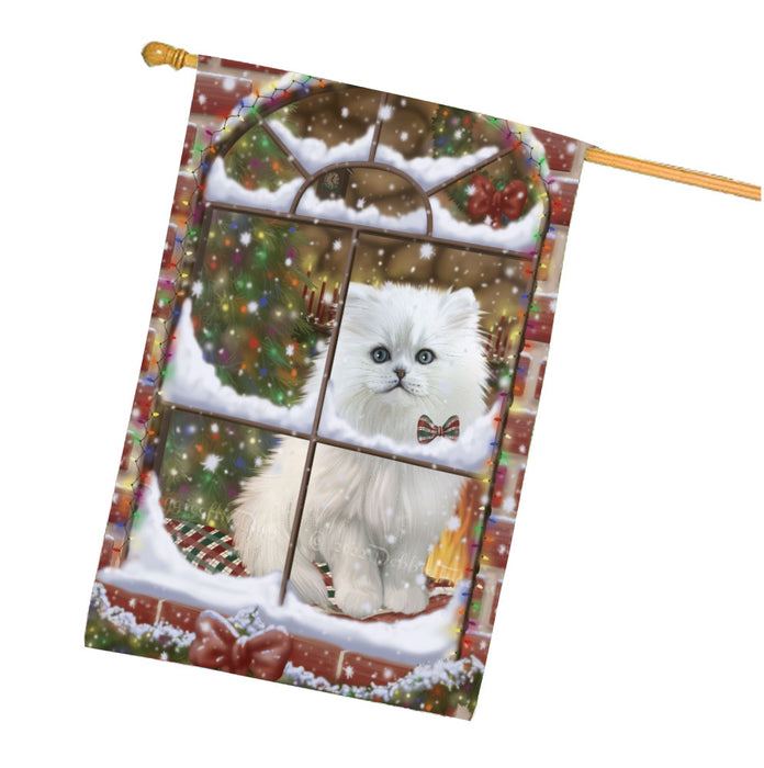 Please come Home for Christmas Persian Cat House Flag Outdoor Decorative Double Sided Pet Portrait Weather Resistant Premium Quality Animal Printed Home Decorative Flags 100% Polyester FLG68008