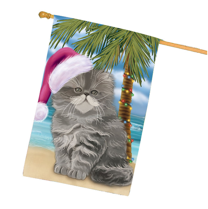 Christmas Summertime Beach Persian Cat House Flag Outdoor Decorative Double Sided Pet Portrait Weather Resistant Premium Quality Animal Printed Home Decorative Flags 100% Polyester FLG68760