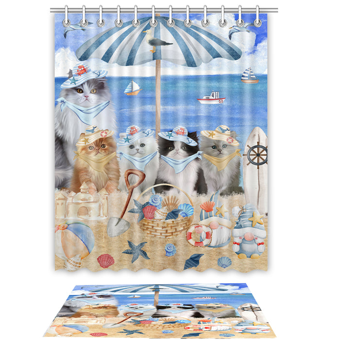 Persian Cat Shower Curtain & Bath Mat Set - Explore a Variety of Custom Designs - Personalized Curtains with hooks and Rug for Bathroom Decor - Cats Gift for Pet Lovers