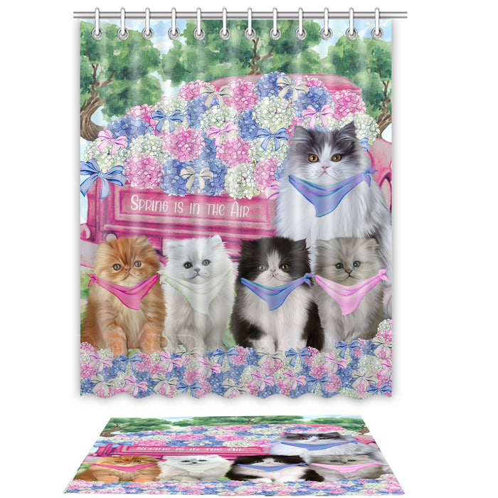 Persian Cat Shower Curtain with Bath Mat Set: Explore a Variety of Designs, Personalized, Custom, Curtains and Rug Bathroom Decor, Cats and Pet Lovers Gift