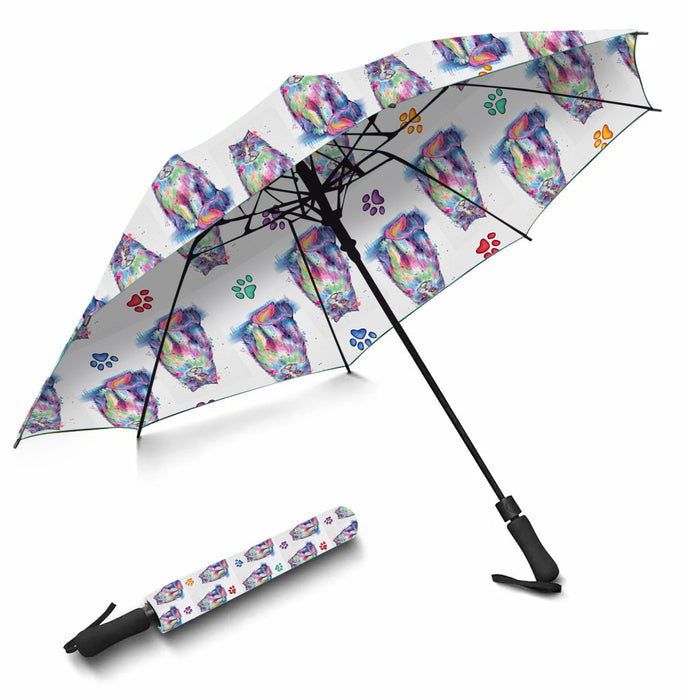 Watercolor Mini Persian CatsSemi-Automatic Foldable Umbrella