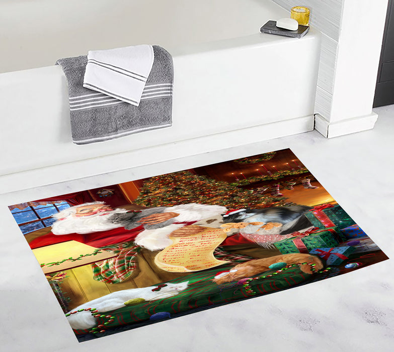 Santa Sleeping with Persian Cats Bath Mat