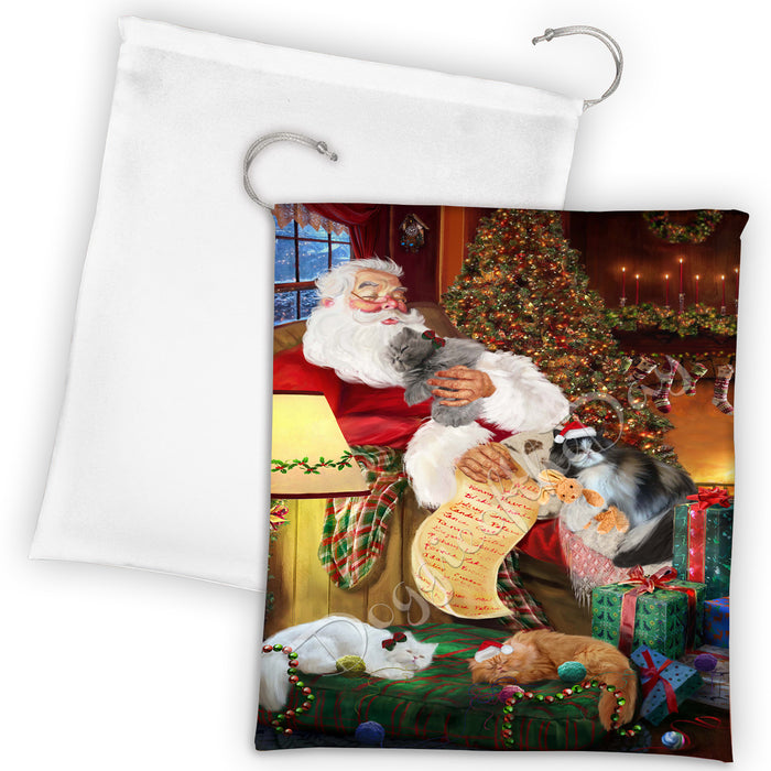 Santa Sleeping with Pitbull Dogs Drawstring Laundry or Gift Bag LGB48833