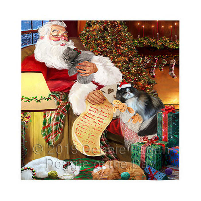 Santa Sleeping with Persian Cats Square Towel 