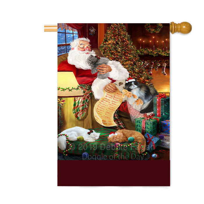 Personalized Pit Bull Dogs and Puppies Sleeping with Santa Custom House Flag FLG-DOTD-A62709