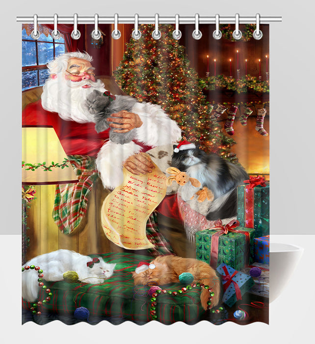 Santa Sleeping with Persian Cats Shower Curtain