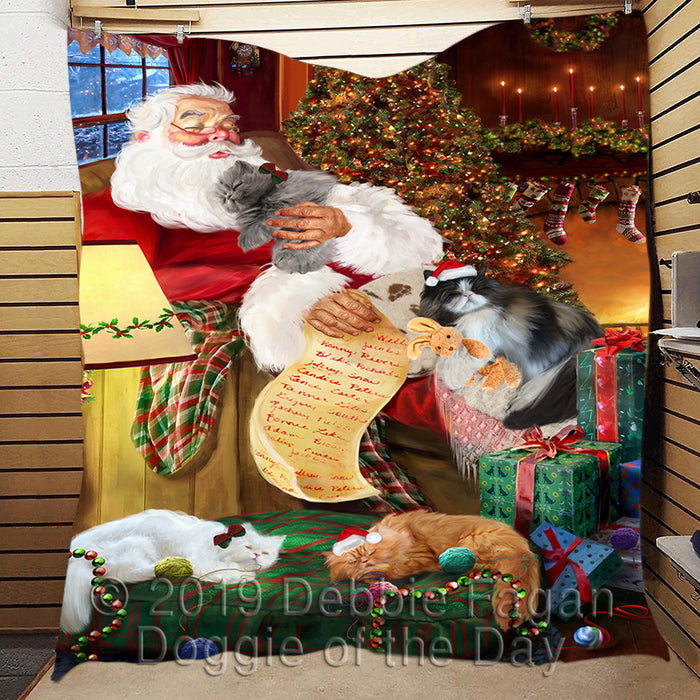 Santa Sleeping with Persian Cats Quilt