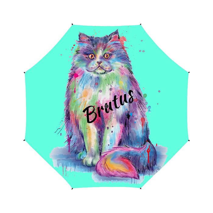 Custom Pet Name Personalized Watercolor Persian CatSemi-Automatic Foldable Umbrella
