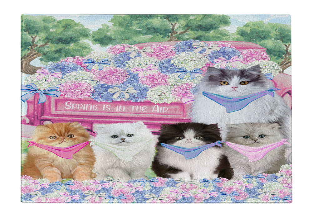 Persian Cats Cutting Board, Explore a Variety of Designs, Custom, Personalized, Kitchen Tempered Glass Chopping Meats, Vegetables, Cat Gift for Pet Lovers