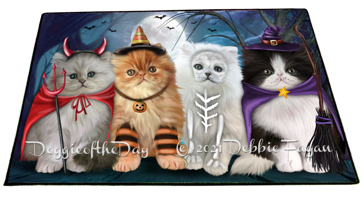 Happy Halloween Trick or Treat Persian Cats Indoor/Outdoor Welcome Floormat - Premium Quality Washable Anti-Slip Doormat Rug FLMS58426
