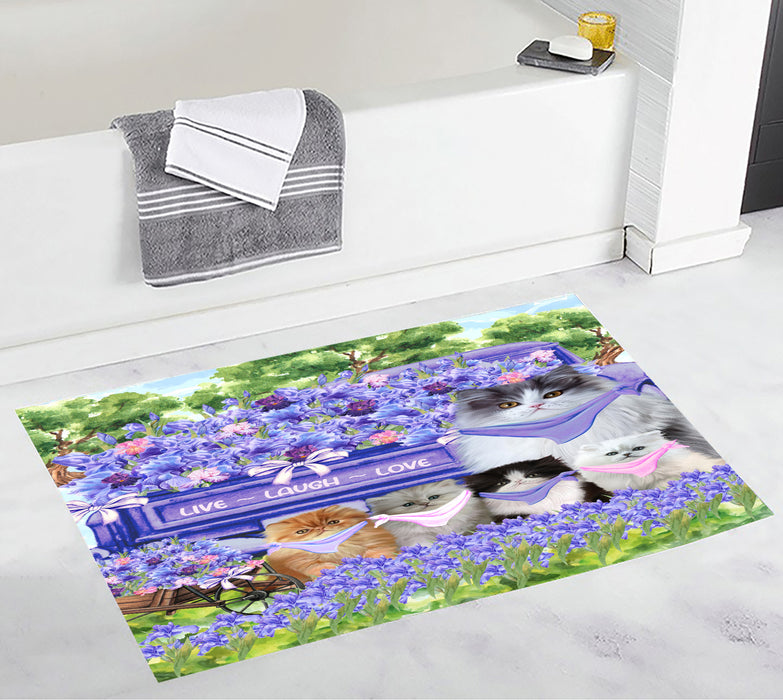 Persian Cats Anti-Slip Bath Mat, Explore a Variety of Designs, Soft and Absorbent Bathroom Rug Mats, Personalized, Custom, Cat and Pet Lovers Gift