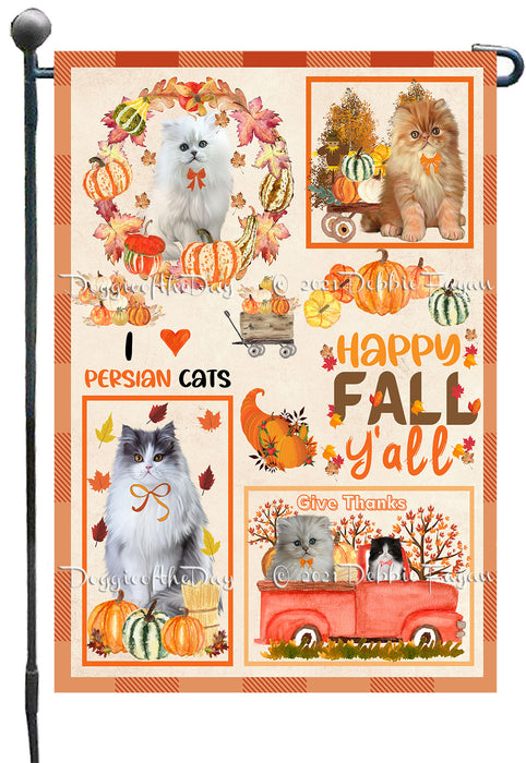 Happy Fall Y'all Pumpkin Persian Cats Garden Flags- Outdoor Double Sided Garden Yard Porch Lawn Spring Decorative Vertical Home Flags 12 1/2"w x 18"h