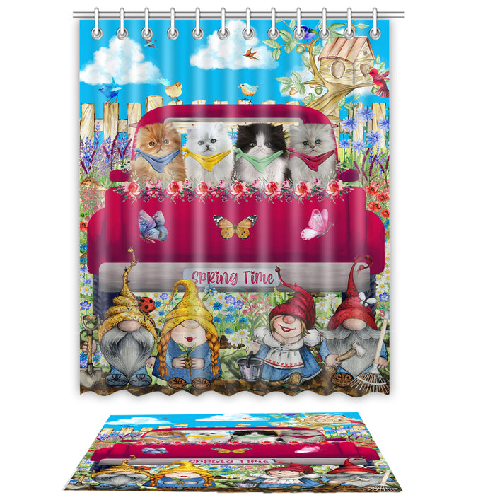 Persian Cat Shower Curtain with Bath Mat Combo: Curtains with hooks and Rug Set Bathroom Decor, Custom, Explore a Variety of Designs, Personalized, Pet Gift for Cats Lovers