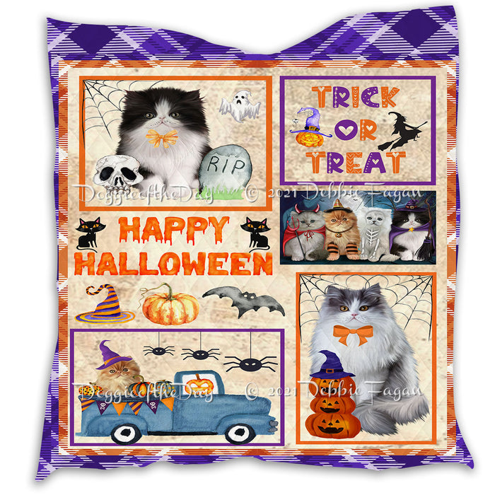 Happy Halloween Trick or Treat Pumpkin Persian Cats Lightweight Soft Bedspread Coverlet Bedding Quilt QUILT61011