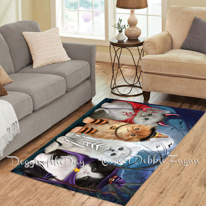 Happy Halloween Trick or Treat Persian Cats Polyester Living Room Carpet Area Rug ARUG66362