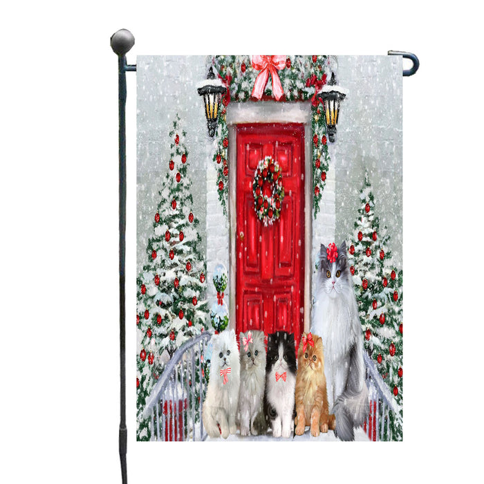 Christmas Holiday Welcome Persian Cats Garden Flags- Outdoor Double Sided Garden Yard Porch Lawn Spring Decorative Vertical Home Flags 12 1/2"w x 18"h
