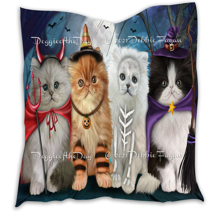 Happy Halloween Trick or Treat Persian Cats Lightweight Soft Bedspread Coverlet Bedding Quilt QUILT60471