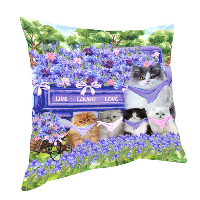 Persian Cats Throw Pillow: Explore a Variety of Designs, Cushion Pillows for Sofa Couch Bed, Personalized, Custom, Cat Lover's Gifts