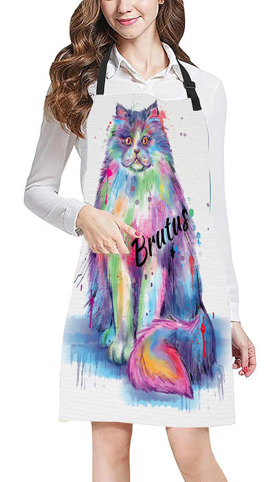 Custom Pet Name Personalized Watercolor Persian Cat Apron