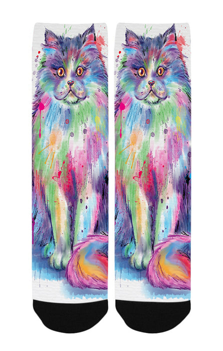 Watercolor Persian Cat Women's Casual Socks