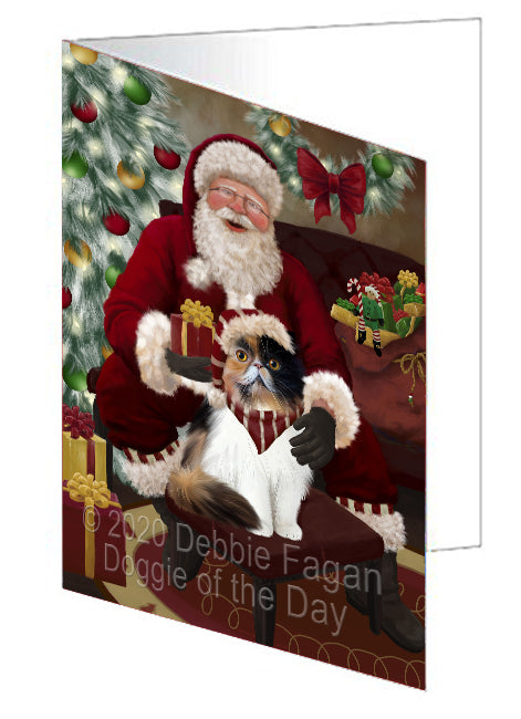 Santa's Christmas Surprise Persian Cat Handmade Artwork Assorted Pets Greeting Cards and Note Cards with Envelopes for All Occasions and Holiday Seasons
