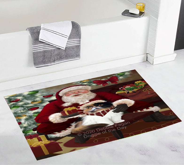 Santa's Christmas Surprise Persian Cat Bathroom Rugs with Non Slip Soft Bath Mat for Tub BRUG55546