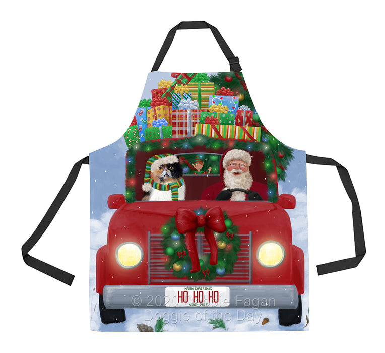 Christmas Honk Honk Red Truck Here Comes with Santa and Persian Cat Apron Apron-48225