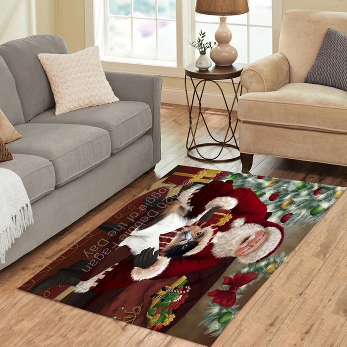 Santa's Christmas Surprise Persian Cat Polyester Living Room Carpet Area Rug ARUG67671