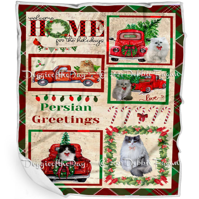 Welcome Home for Christmas Holidays Persian Cats Blanket BLNKT72086