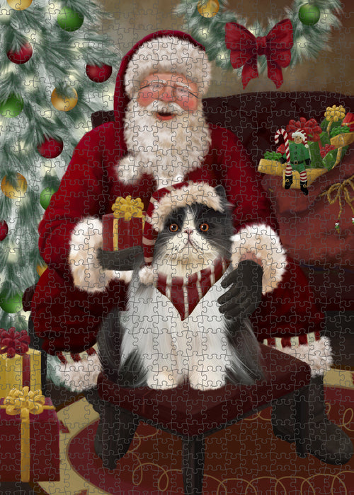 Santa's Christmas Surprise Persian Cat Puzzle with Photo Tin PUZL100884