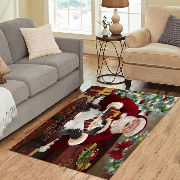 Santa's Christmas Surprise Persian Cat Polyester Living Room Carpet Area Rug ARUG67678