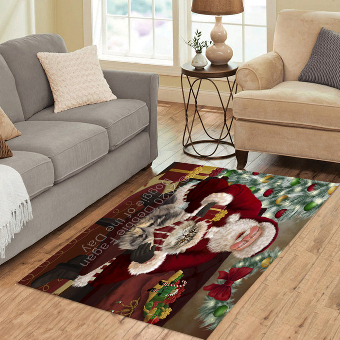 Santa's Christmas Surprise Persian Cat Polyester Living Room Carpet Area Rug ARUG67685