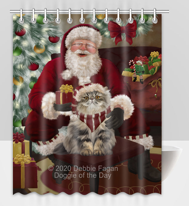 Santa's Christmas Surprise Persian Cat Shower Curtain Bathroom Accessories Decor Bath Tub Screens SC257