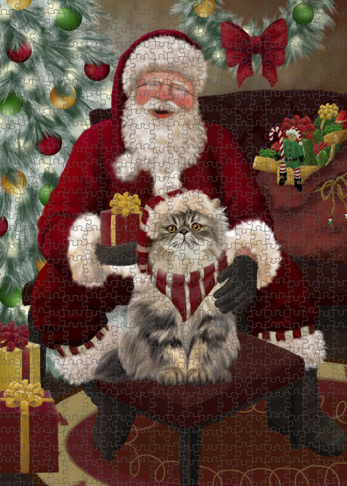 Santa's Christmas Surprise Persian Cat Puzzle with Photo Tin PUZL100888