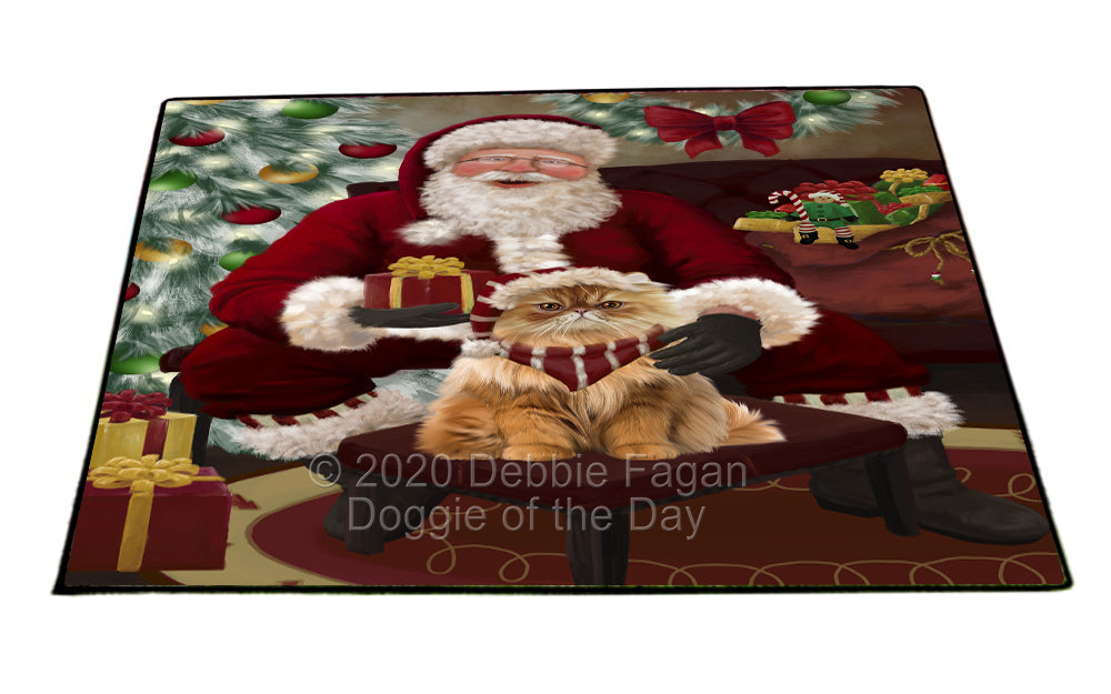 Santa's Christmas Surprise Persian Cat Indoor/Outdoor Welcome Floormat - Premium Quality Washable Anti-Slip Doormat Rug FLMS57517