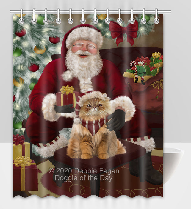 Santa's Christmas Surprise Persian Cat Shower Curtain Bathroom Accessories Decor Bath Tub Screens SC258