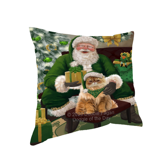 Christmas Irish Santa with Gift and Persian Cat Pillow PIL86880