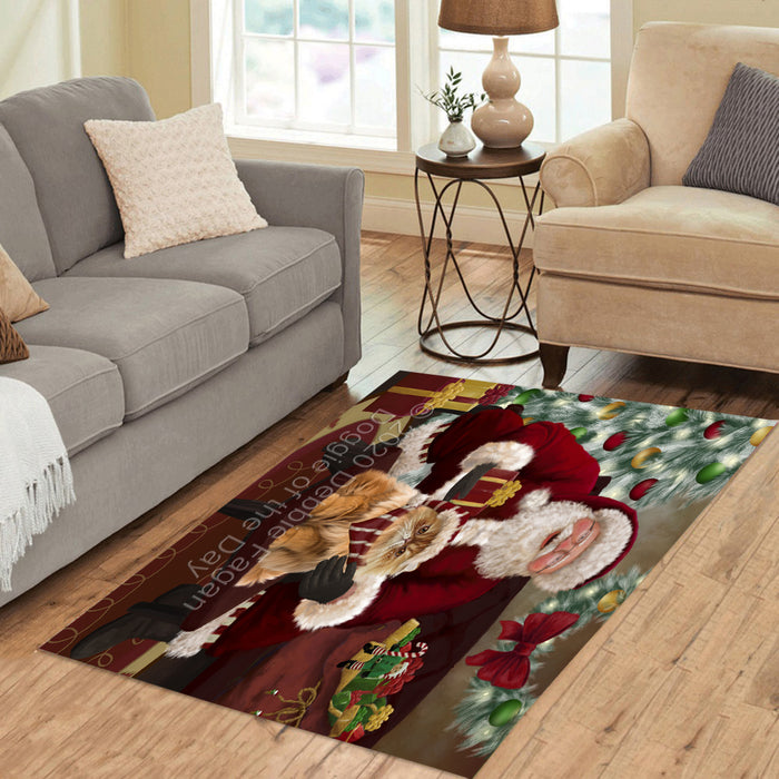 Santa's Christmas Surprise Persian Cat Polyester Living Room Carpet Area Rug ARUG67692