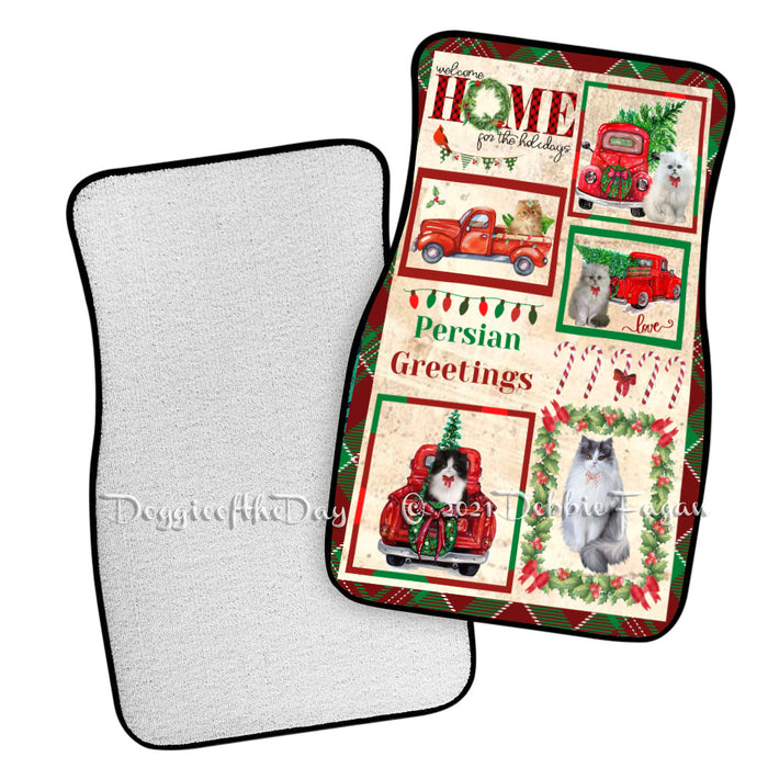 Welcome Home for Christmas Holidays Persian Cats Polyester Anti-Slip Vehicle Carpet Car Floor Mats CFM48430