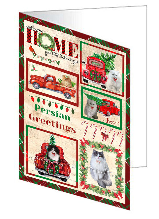 Welcome Home for Christmas Holidays Persian Cats Handmade Artwork Assorted Pets Greeting Cards and Note Cards with Envelopes for All Occasions and Holiday Seasons GCD76241