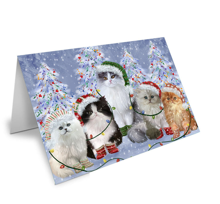 Christmas Lights and Persian Cats Handmade Artwork Assorted Pets Greeting Cards and Note Cards with Envelopes for All Occasions and Holiday Seasons
