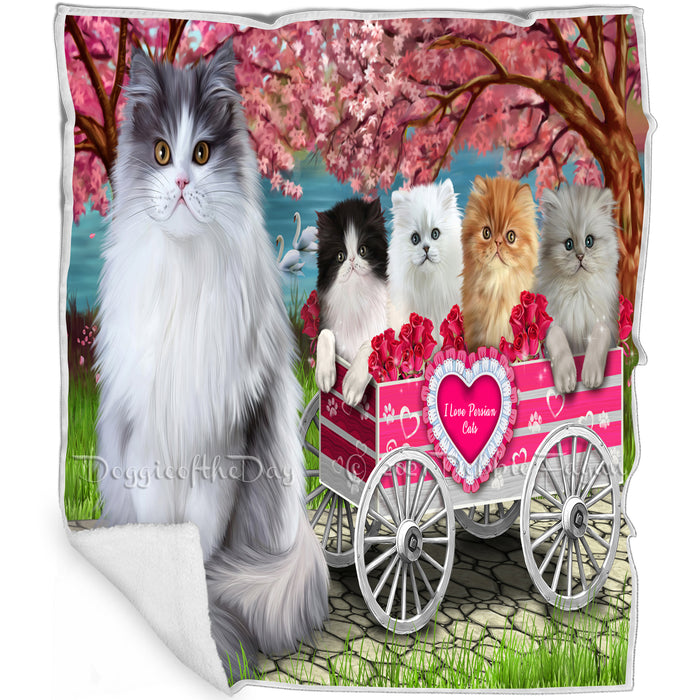 I Love Persian Cats in a Cart Blanket BLNKT142855