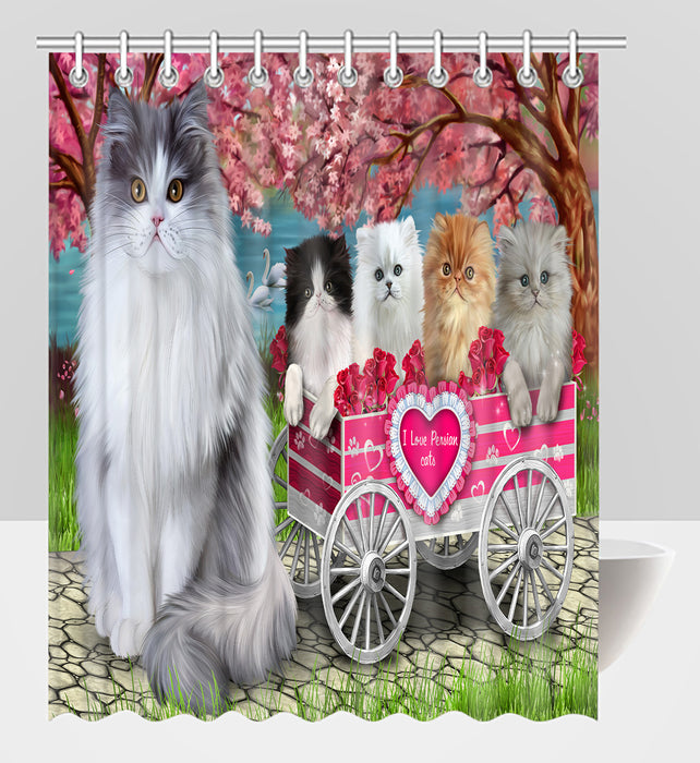 I Love Persian Cats in a Cart Shower Curtain