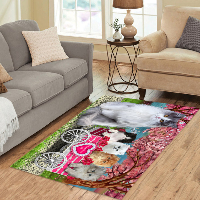 I Love Persian Cats in a Cart Area Rug