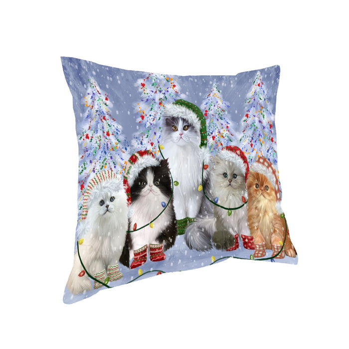 Christmas Lights and Persian Cats Pillow with Top Quality High-Resolution Images - Ultra Soft Pet Pillows for Sleeping - Reversible & Comfort - Ideal Gift for Dog Lover - Cushion for Sofa Couch Bed - 100% Polyester