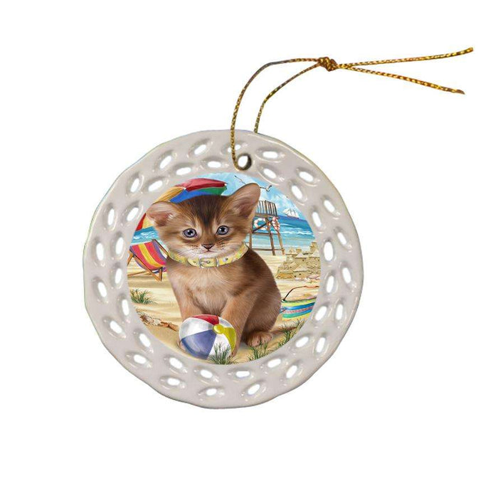 Pet Friendly Beach Abyssinian Cat Ceramic Doily Ornament DPOR54157