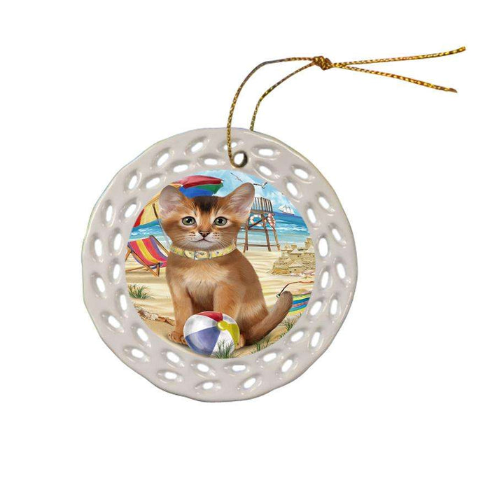 Pet Friendly Beach Abyssinian Cat Ceramic Doily Ornament DPOR54158